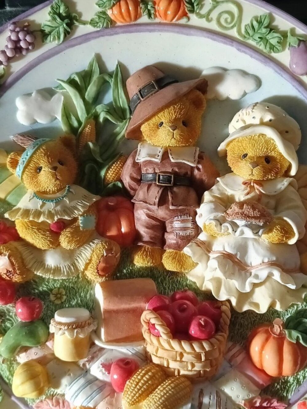 Cherished Teddies Thanksgiving Sculpted Plate 272426